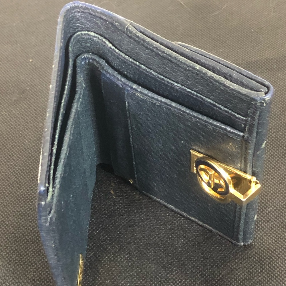 GUCCI GG Web Monogram Navy Blue Leather Coated Canvas Compact Bifold Wallet - Picture 8 of 17